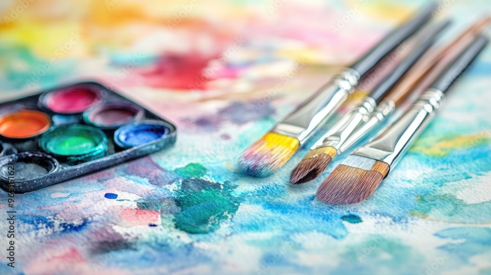 Fototapeta premium Explore Your Creativity with Watercolor Painting Supplies and Techniques