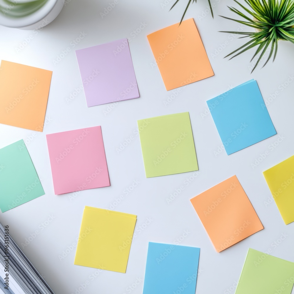 Colorful Sticky Notes on White Desk - Top View Editorial Photo Colorful Sticky Notes on White Desk - Top View Editorial Photo