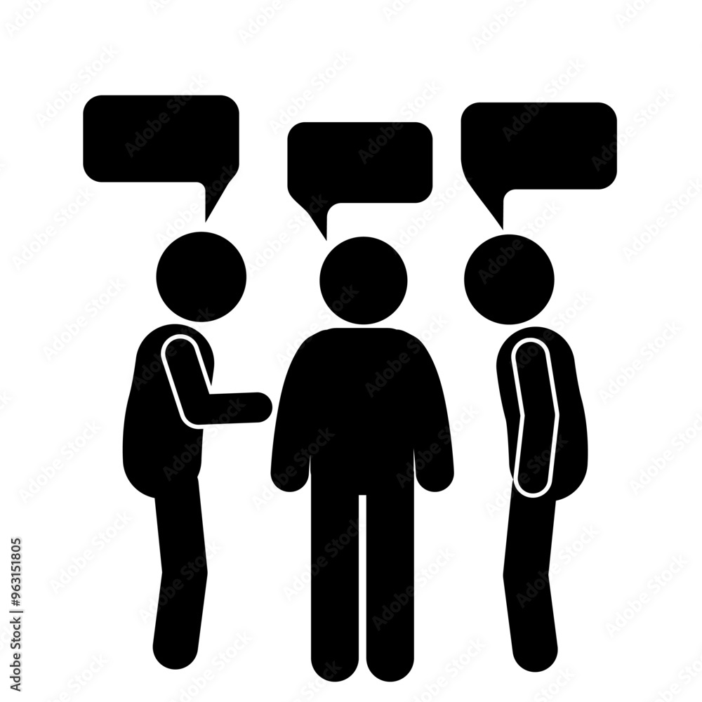 illustration of flat characters and stick figures having a discussion, dialogue, conversation illustration of flat characters and stick figures having a discussion, dialogue, conversation