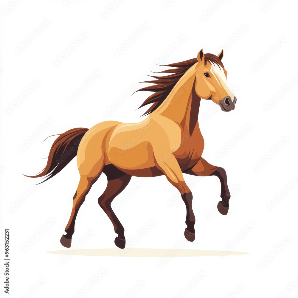 Graceful Galloping Horse - Minimalistic Flat Illustration on White Background Graceful Galloping Horse - Minimalistic Flat Illustration on White Background