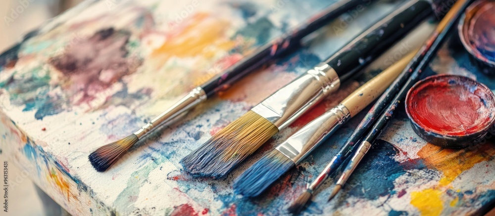 Fototapeta premium Exploring the Artistic Process: Essential Tools and Supplies for Creative Painting