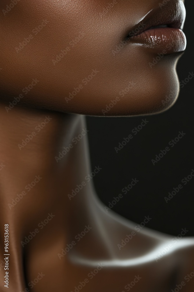 Radiant Black Woman's Skin, Close-Up Beauty Details Radiant Black Woman's Skin, Close-Up Beauty Details