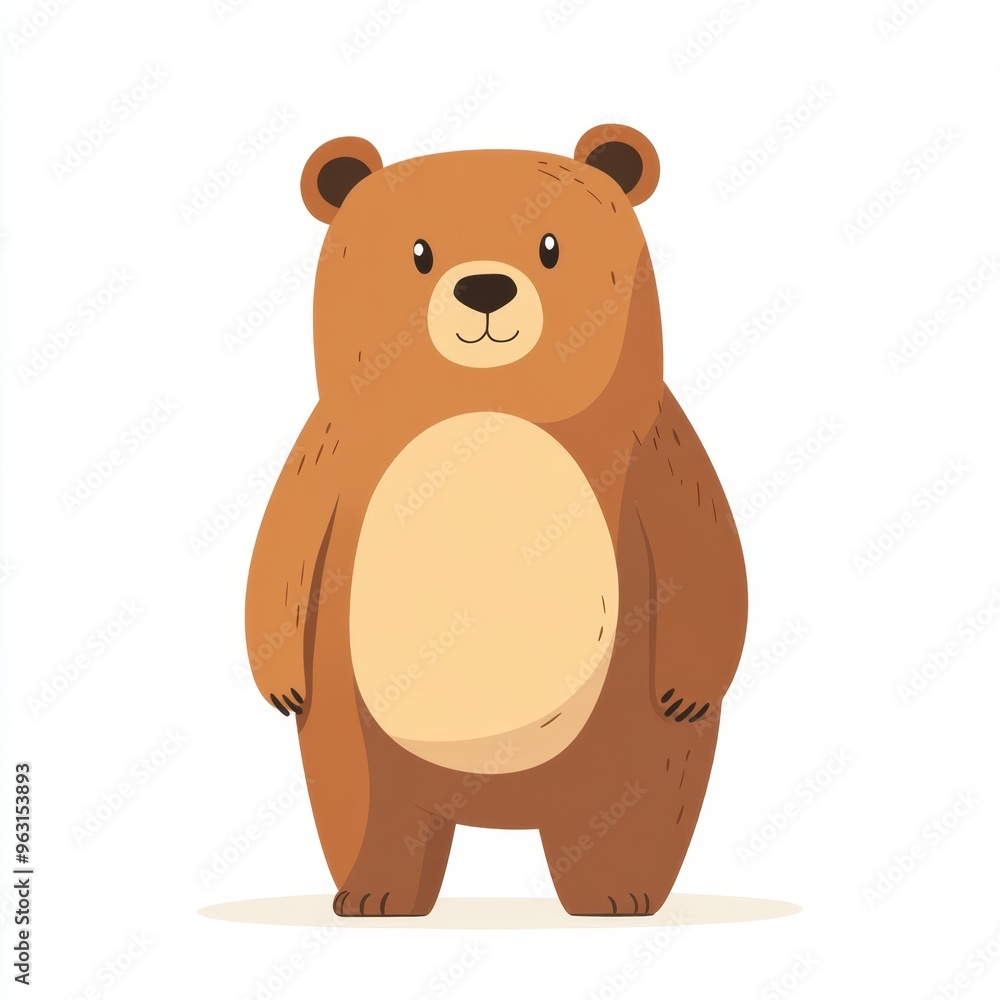 Adorable Flat Design Brown Bear Illustration on White Background | Simple and Minimalistic Cute Bear Drawing Adorable Flat Design Brown Bear Illustration on White Background | Simple and Minimalistic Cute Bear Drawing