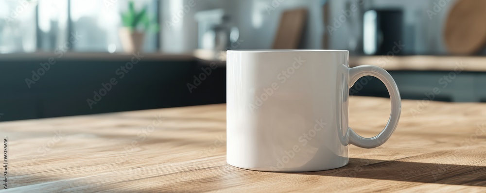 Custom coffee mug with name, cozy kitchen, 3D illustration Custom coffee mug with name, cozy kitchen, 3D illustration