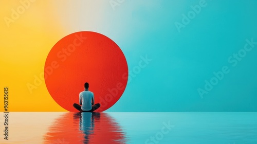 Conceptual image of a person finding solace in a quiet moment of reflection photo