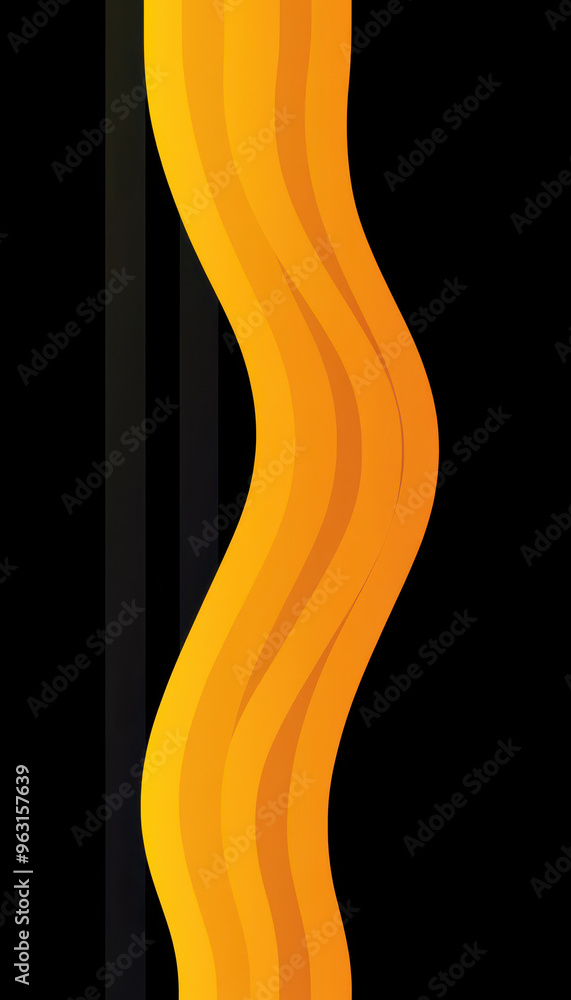 Vertical wavy yellow stripes on a black background with a minimalist, modern look. Vertical wavy yellow stripes on a black background with a minimalist, modern look.