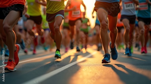  Colorful Marathon Runners in Energetic Motion 