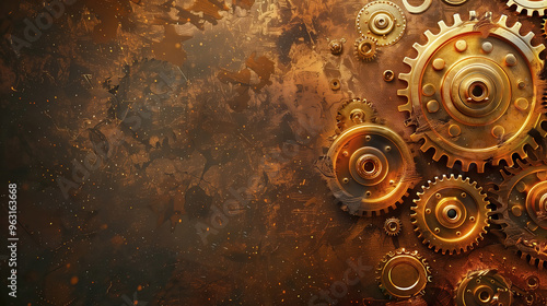 old brass gears metal backg...
