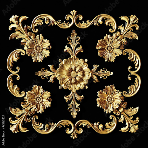 Gold flowers isolated on bl...
