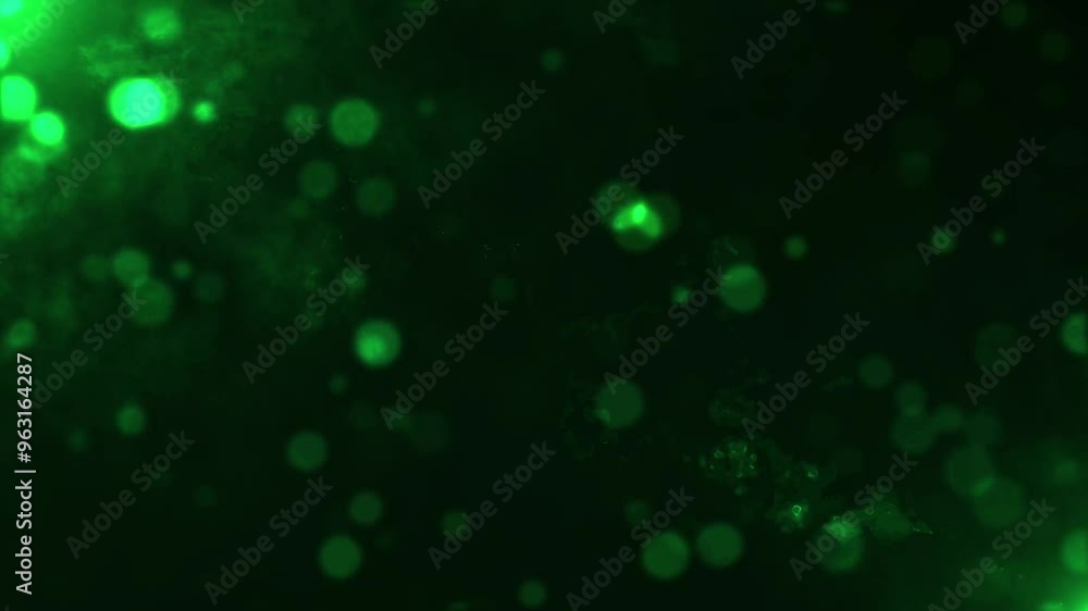 Green Particle Circles Moving on Bokeh Background – Glowing Rays and Bokeh Particles in Seamless Loop Animation Green Particle Circles Moving on Bokeh Background – Glowing Rays and Bokeh Particles in Seamless Loop Animation