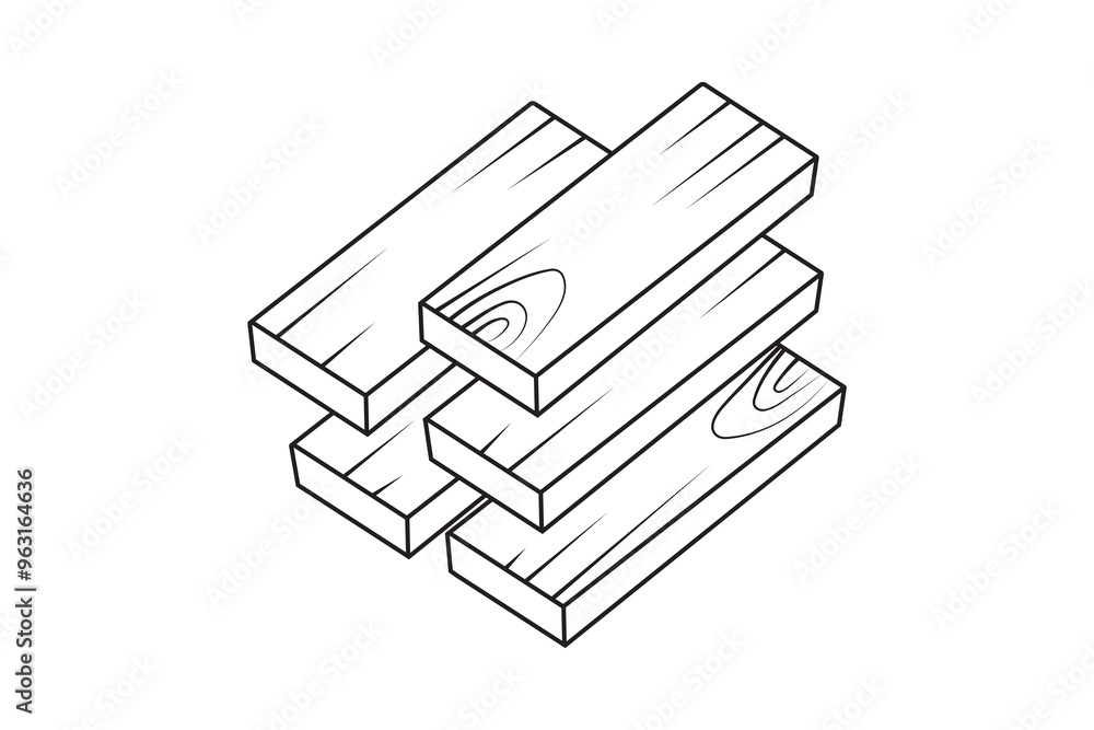 Wooden plank, wooden board line icon, vector silhouette. wood plank, plie silhouette, icon. Carpentry wood Vector illustration. 