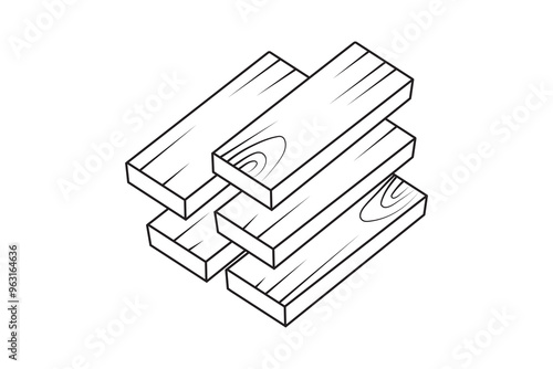 Wooden plank, wooden board line icon, vector silhouette. wood plank, plie silhouette, icon. Carpentry wood Vector illustration. 