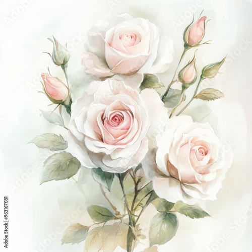 Delicate pastel roses with soft petals in a serene arrangement, perfect for enhancing any floral design or romantic theme.