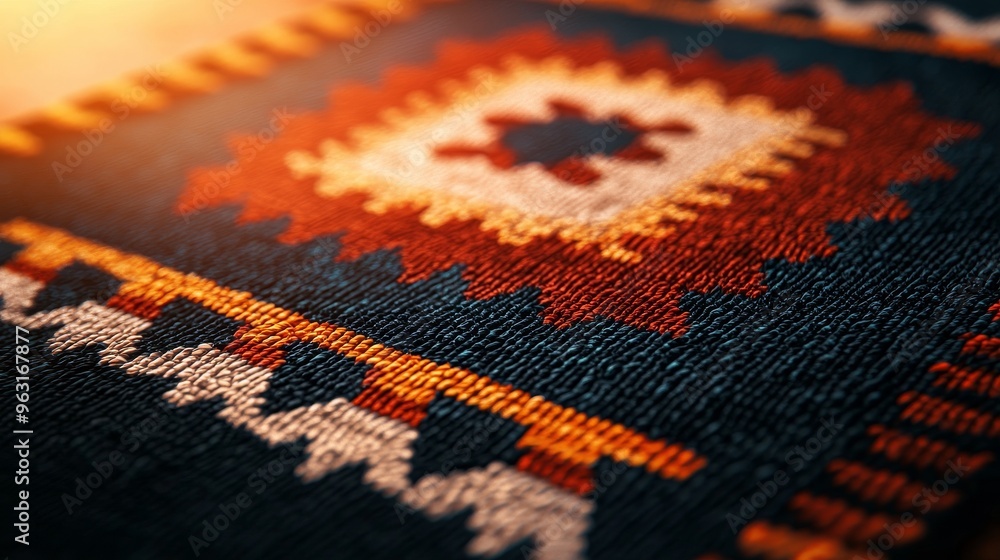 Fototapeta premium Labeled handwoven rug, intimate and detailed, flat design illustration