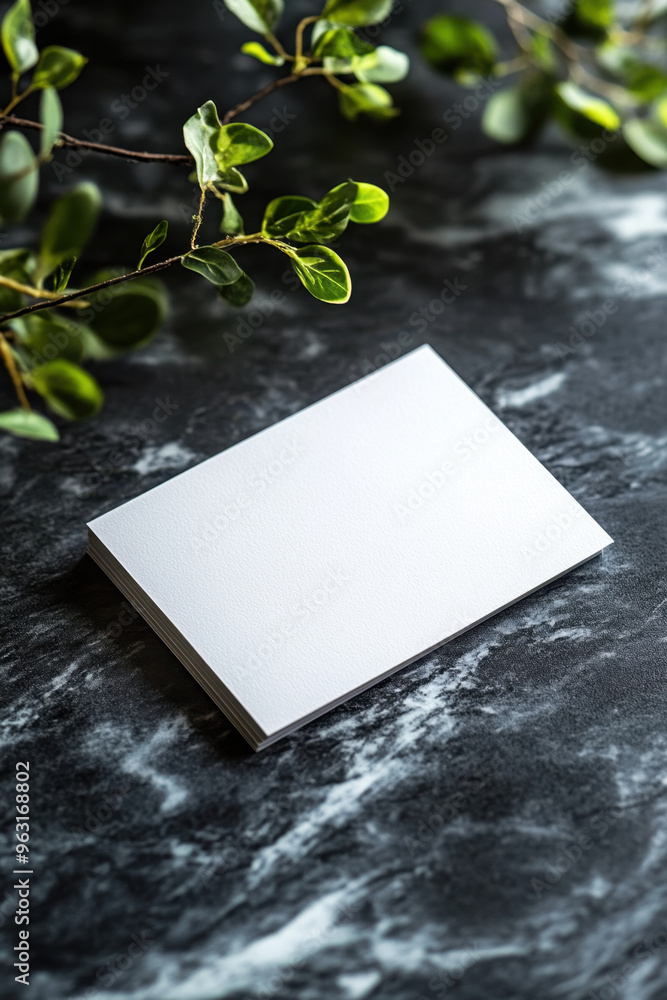 Blank White Card, A minimalist blank white card resting on a dark surface, perfect for showcasing designs or concepts in mockup presentations and creative projects Blank White Card, A minimalist blank white card resting on a dark surface, perfect for showcasing designs or concepts in mockup presentations and creative projects