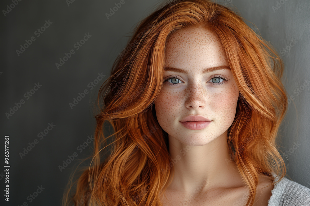 Naklejka premium Red-haired woman smiling at the camera.