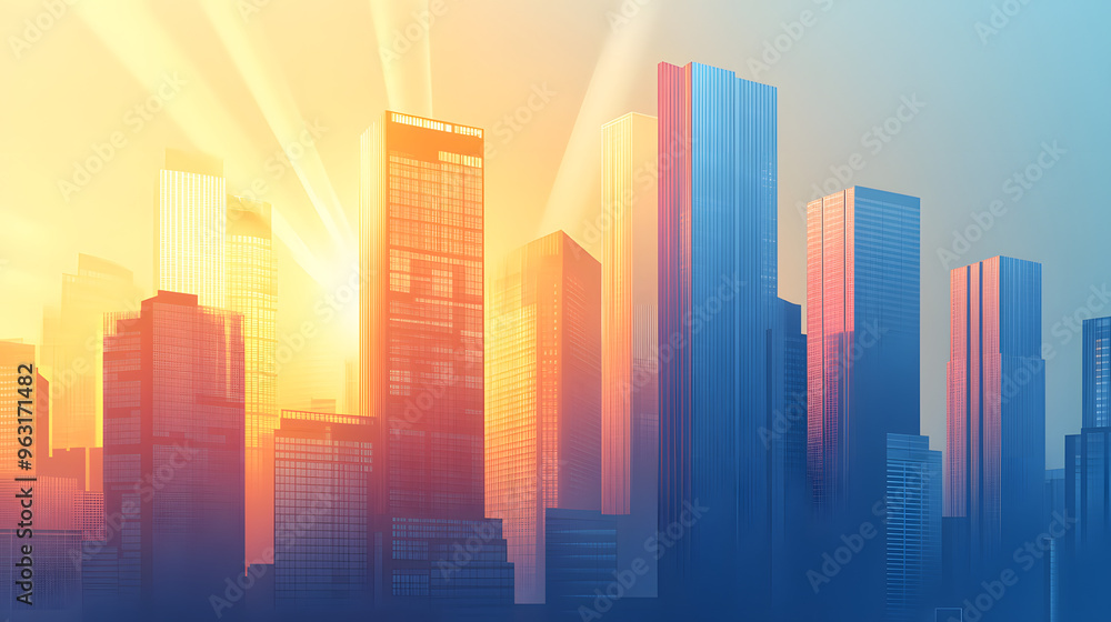 Sunset over City Skyline Sunset over City Skyline