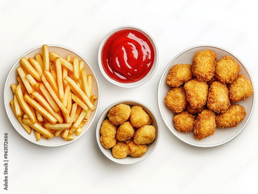 Fast-Food Delights: Tater Tots, Chicken Nuggets, and Condiments Fast-Food Delights: Tater Tots, Chicken Nuggets, and Condiments