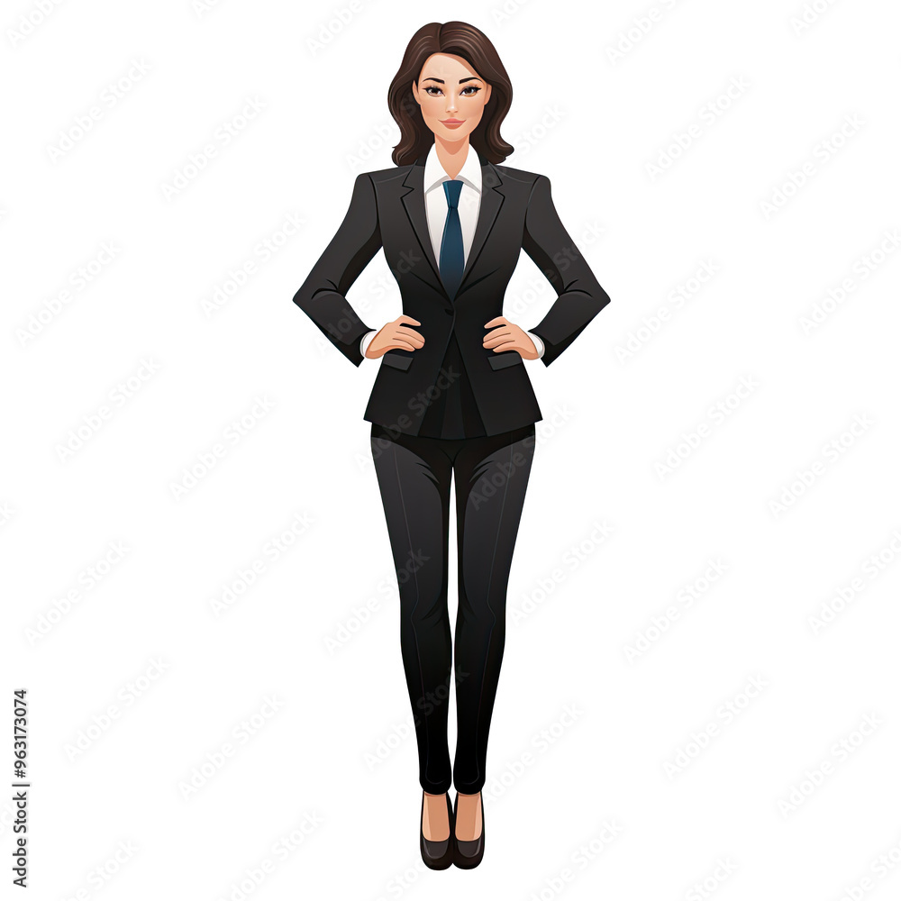 An illustration of a businesswoman standing An illustration of a businesswoman standing