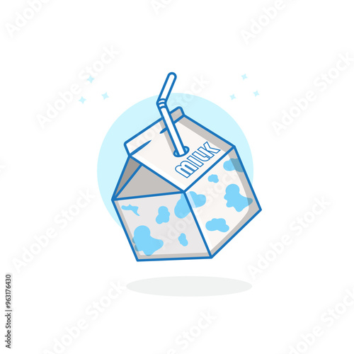 Box milk illustration package cute blue cartoon design