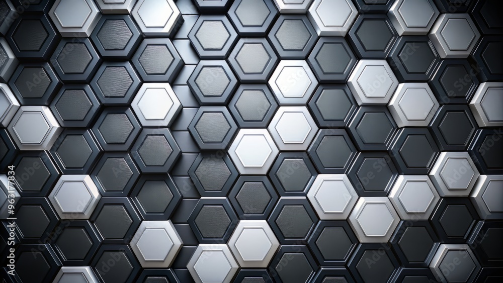 A dramatic illustration of a honeycomb pattern featuring bold, graphic hexagons in shades of black, gray, and white A dramatic illustration of a honeycomb pattern featuring bold, graphic hexagons in shades of black, gray, and white