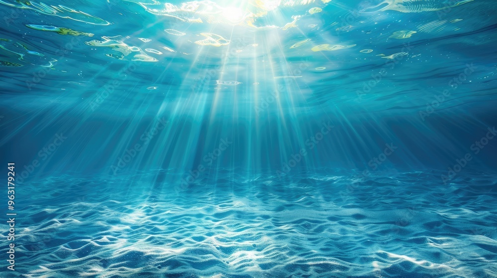 Underwater sunlight background with rays in the ocean. Underwater sunlight background with rays in the ocean.