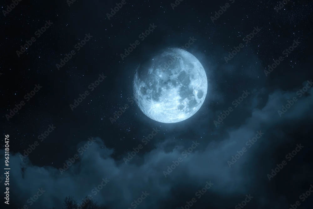 Full Moon in a Cloudy Night Sky. Full Moon in a Cloudy Night Sky.