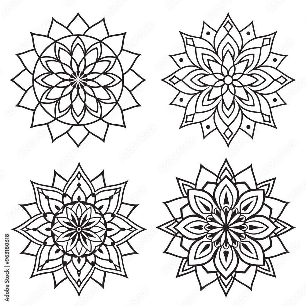 Obraz premium Circular pattern geometric Luxury mandala for Alpona, Henna, Mehndi, tattoo, decoration