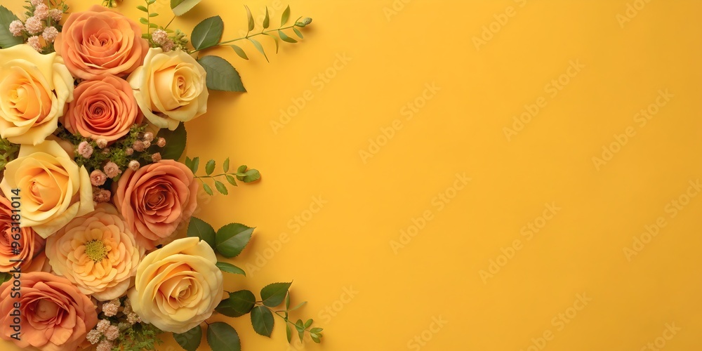 delicate pastel flowers on an orange backdrop for text placement delicate pastel flowers on an orange backdrop for text placement