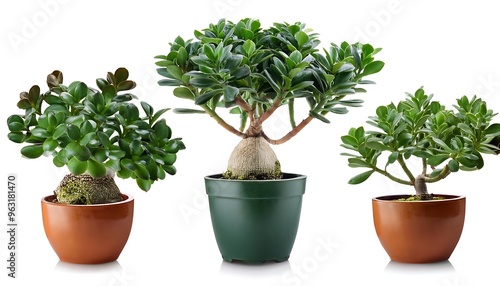 Clipping Path for Potted Jade Plants- - Jade plants cut out with full depth of field.