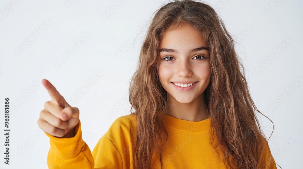 You got this Smiling cute teen girl pointing finger at camera congratulating praising you standing over white background : Generative AI You got this Smiling cute teen girl pointing finger at camera congratulating praising you standing over white background : Generative AI