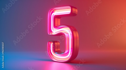 Neon Number 5 featuring a striking design in vibrant colors perfect for modern aesthetics