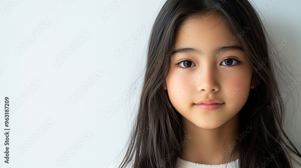 Portrait beautiful Asian teen girl isolated on white background : Generative AI Portrait beautiful Asian teen girl isolated on white background : Generative AI