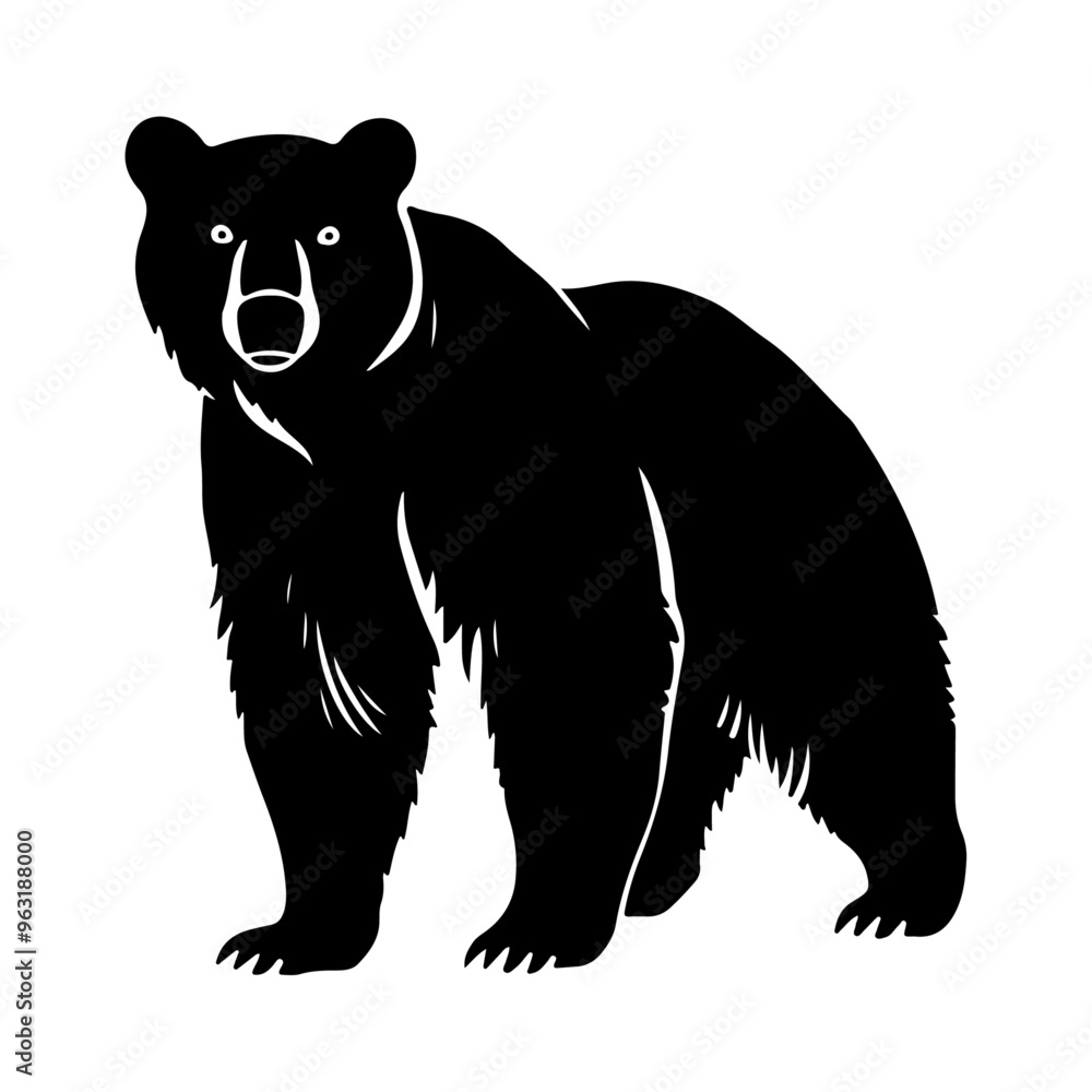 A bear standing stylish pose only black color silhouette A bear standing stylish pose only black color silhouette
