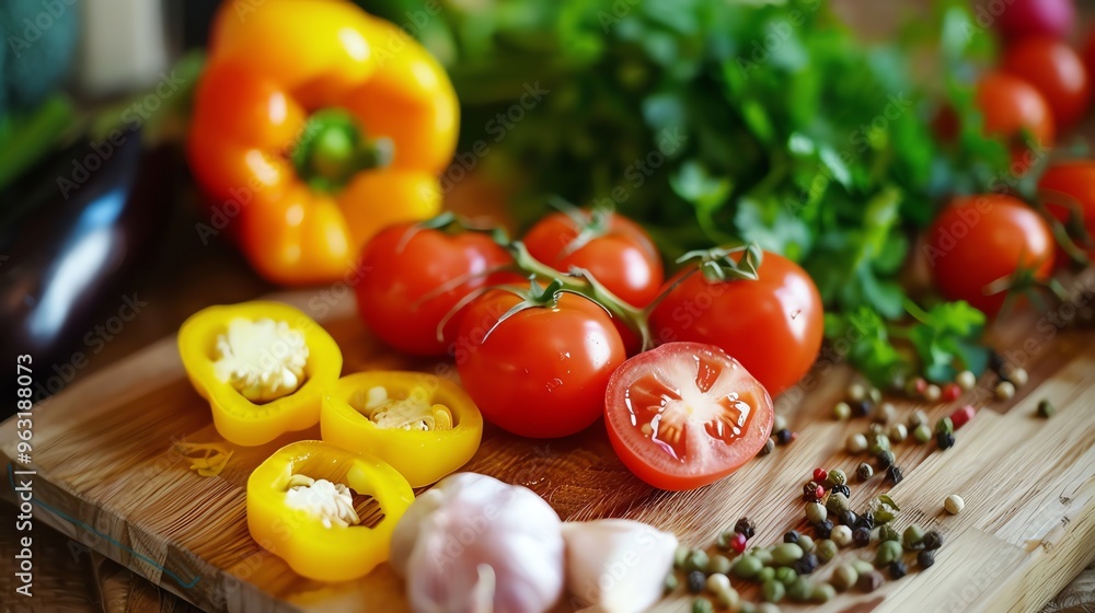 Fresh vegetables on a cutting board. Fresh vegetables on a cutting board.