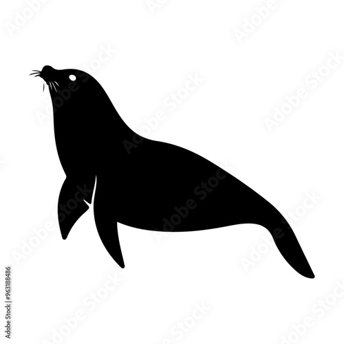 Wallpaper Mural seal vector silhouette isolated white background Torontodigital.ca