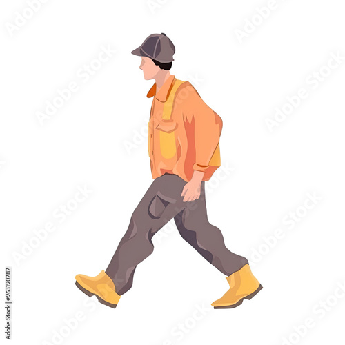 Obraz na płótnie An illustration of a faceless dumper driver wearing a hat while walking w salonie
