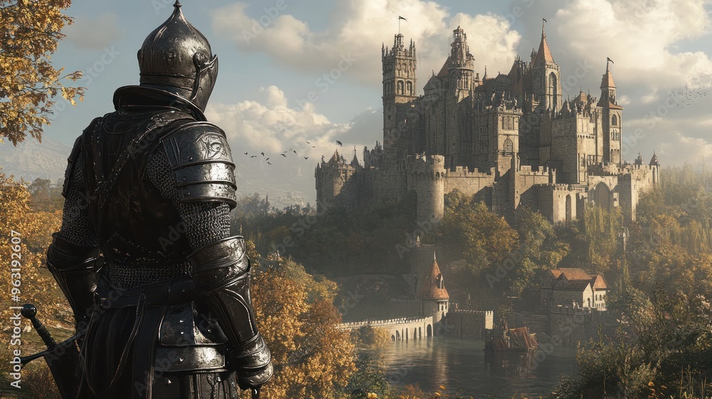 Knight Gazing Upon the Majestic Castle Knight Gazing Upon the Majestic Castle