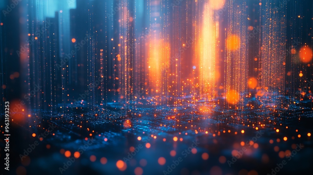 Smart city and abstract dot point connect with gradient line big data connection technology concept : Generative AI Smart city and abstract dot point connect with gradient line big data connection technology concept : Generative AI