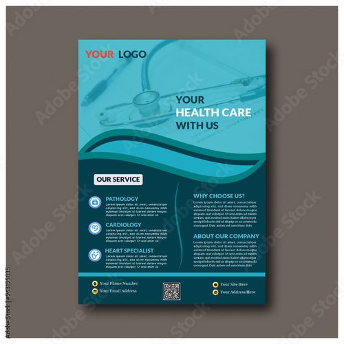 Corporate healthcare and medical flyer or poster design layout