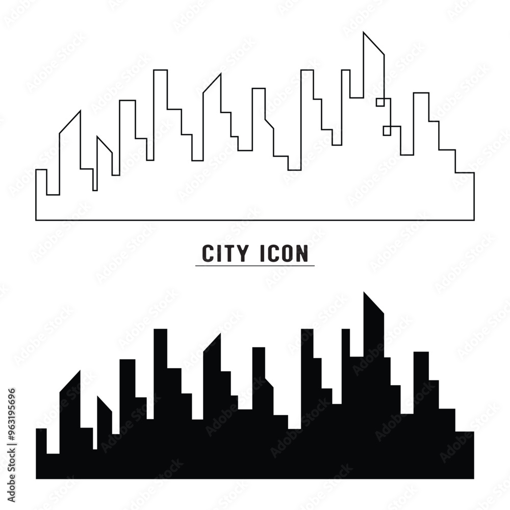 Fototapeta premium City silhouette land scape. City landscape. Downtown landscape with high skyscrapers. Panorama architecture Goverment buildings illustration in eps 10.