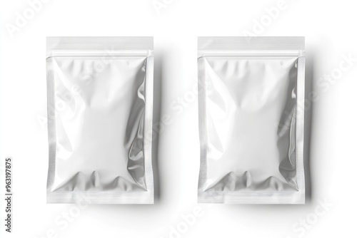 White blank doypack mockup, two stand-up pouches