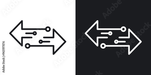 Data transfer line icons in black and white