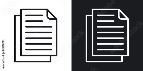 Documents line icons in black and white