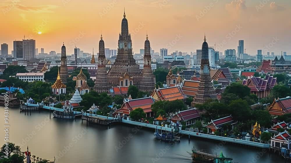 A breathtaking view of Wat Arun temple in Bangkok, Thailand A breathtaking view of Wat Arun temple in Bangkok, Thailand