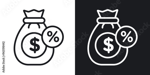 Fixed deposit line icons in black and white