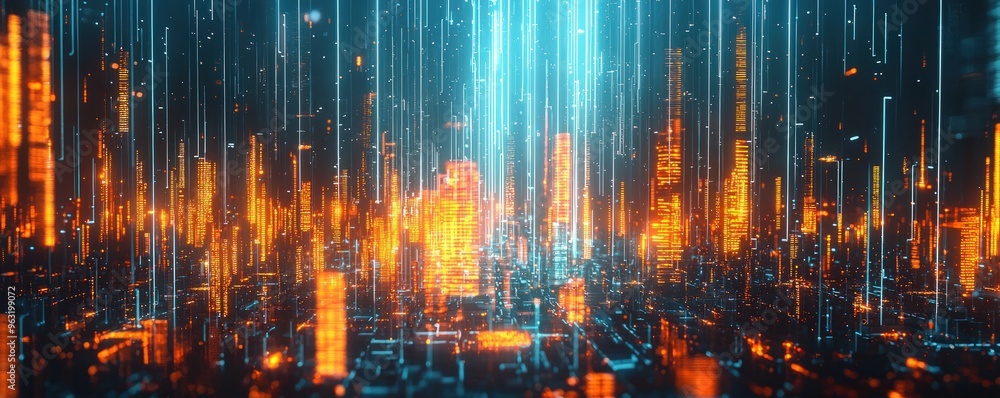 Futuristic Cityscape with Abstract Lights. Futuristic Cityscape with Abstract Lights.