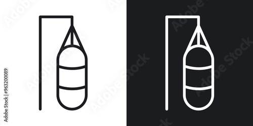 Punching bag line icons in black and white