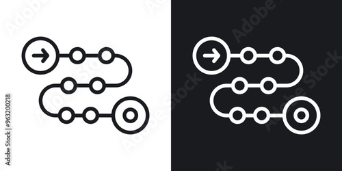 Roadmap line icons in black and white