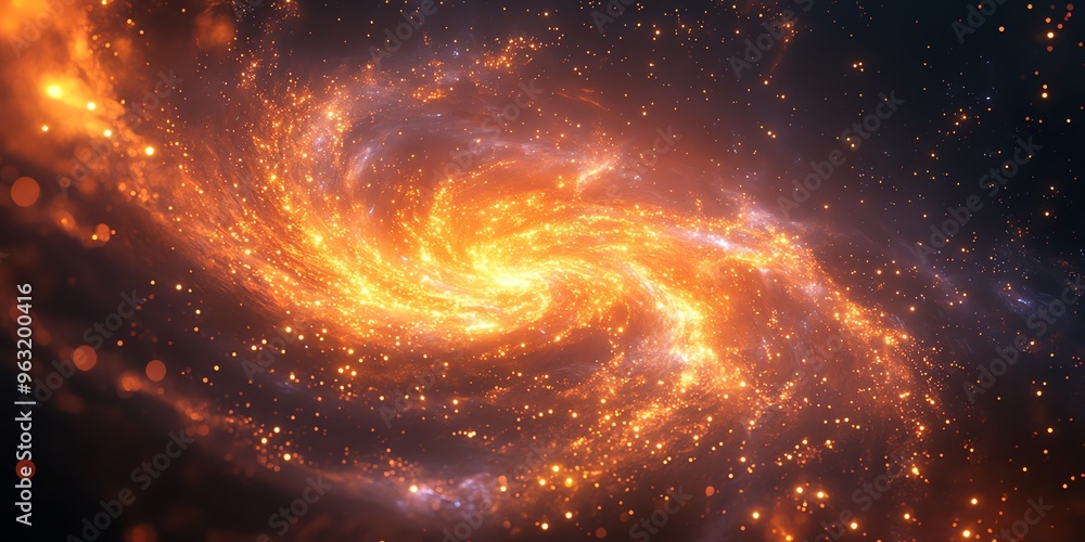 Abstract swirling galaxy with golden light. Abstract swirling galaxy with golden light.